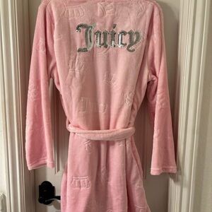 NWT Juicy Couture Pink robe L/XL silver sequins logo Valentines Day gift romance
